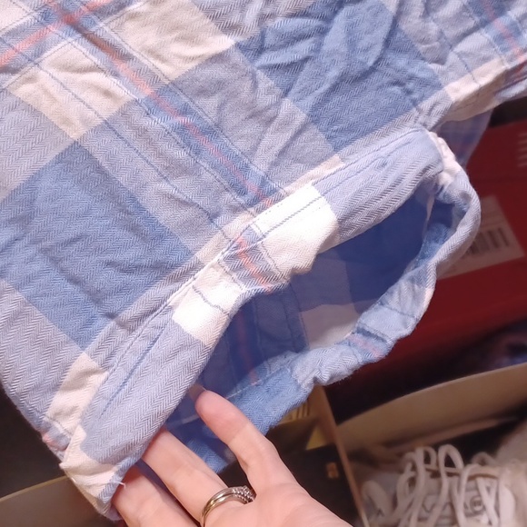 Light Blue and White Plaid Button Down Shirt - Picture 4 of 4